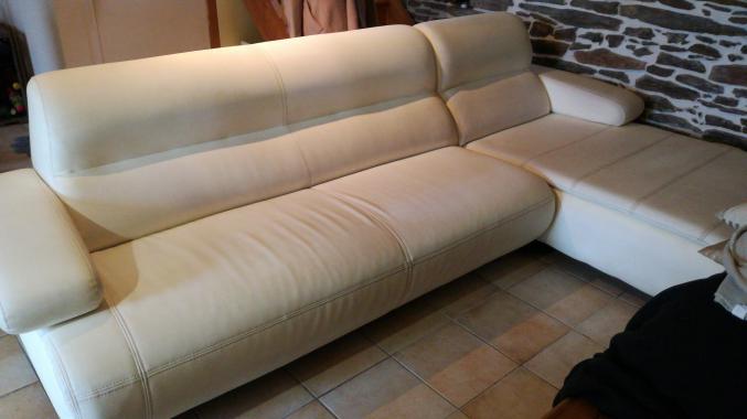 Canape d'angle cuir blanc