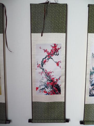 Peinture calligraphie japonaise Cerisiers Rouge
