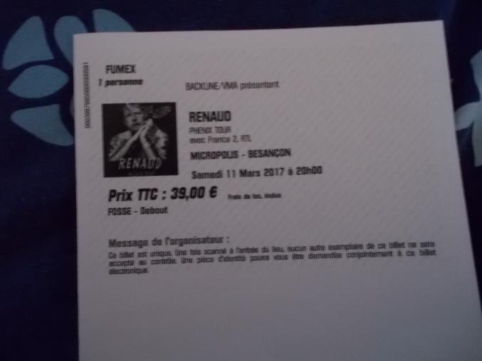 1 place pour le concert de : " Renaud ".