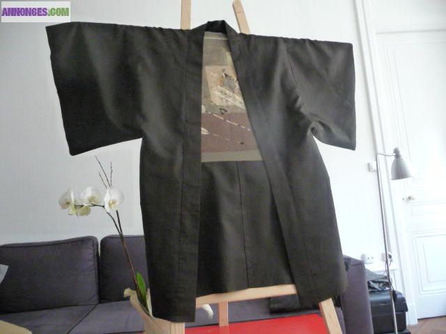 Kimono long, japonnais (véritable) fait main, artisanal, années 50/60