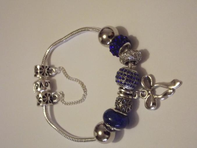 Bracelet européen avec charms bleu