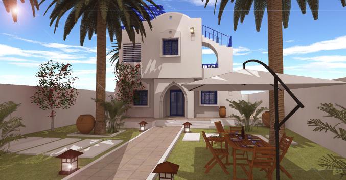 Vend une jolie villa à Djerba, toute neuf.Pied dans l’eau