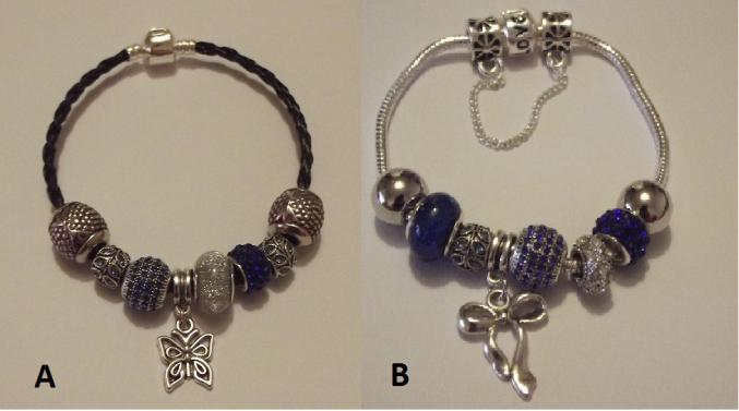 Bracelet européen avec charms bleu