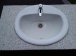 Vasque ovale céramique + robinet arret automatique - Miniature