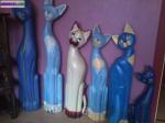 Lot de 6 chats en bois - Miniature