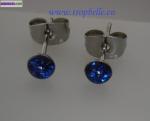 Boucles d'oreilles cristal bleu rond - Miniature
