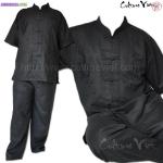 Pyjama homme noir en soie sauvage - Miniature