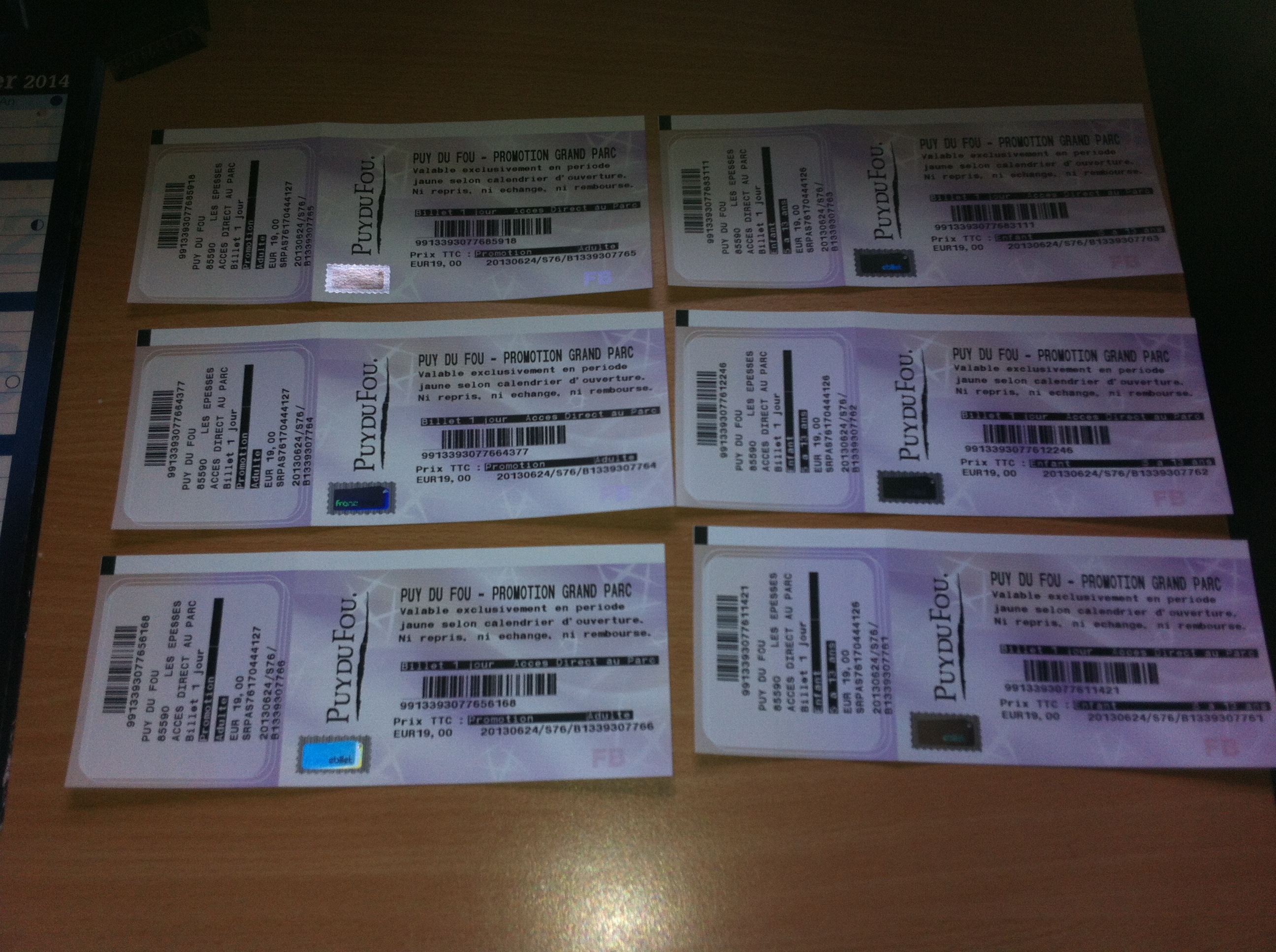 6 places pour le puy du fou