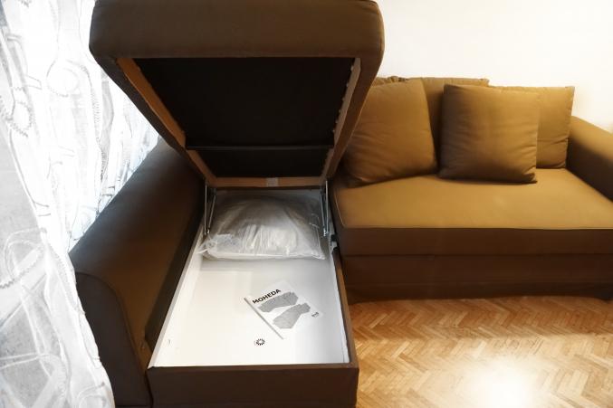 Canapé convertible avec méridienne angle