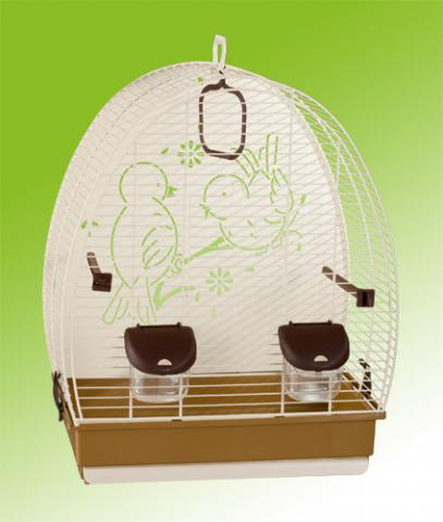 Cage à oiseaux avec fond décoré