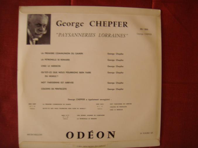 Disque vinyl 33 tours/25 cms "Paysanneries lorraines" de Georges CHEPFER