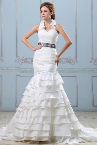 Robe De Mariée Taffetas Sans Manches Ceinture-mavogue.fr