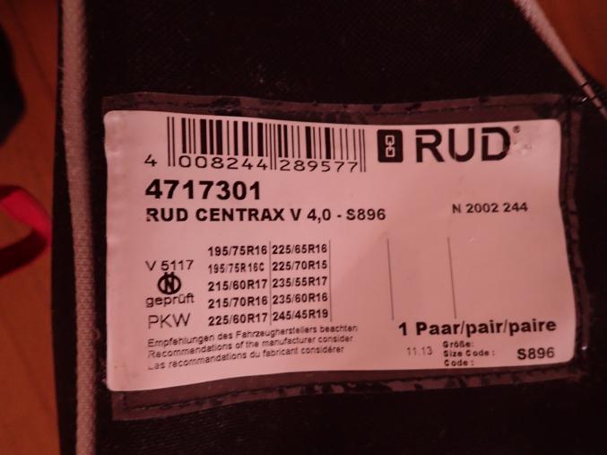 Chaines à neige RUD CENTRAX S896 n'ayant jamais servies