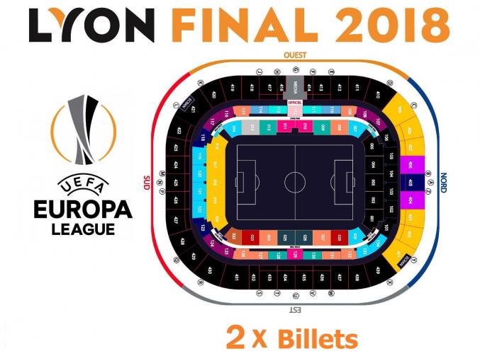 2 billets Europa League Finale 2018 Lyon