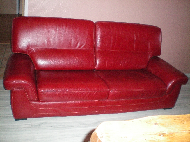 Canapé cuir rouge
