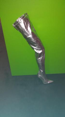 Cuissarde argent metallic a talon aiguille