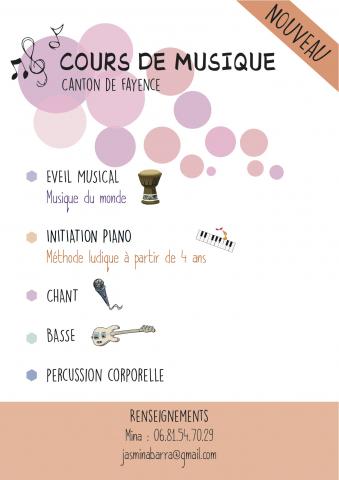 COURS DE PIANO, CHANT, EVEIL MUSICAL, BASSE