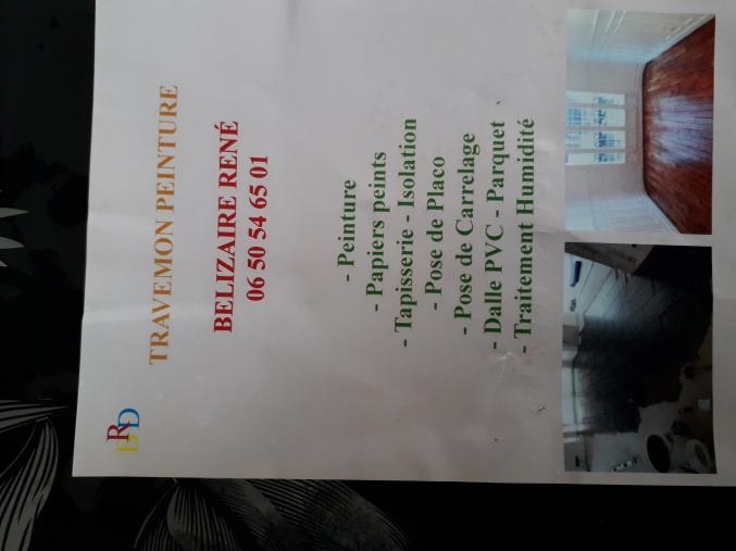 Travaux peinture pose de papiers peints tapisseries carrelage dalle PVC sol souple paquet 