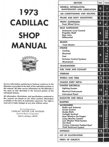 Manuel d'atelier "Cadillac 1973" sur CD