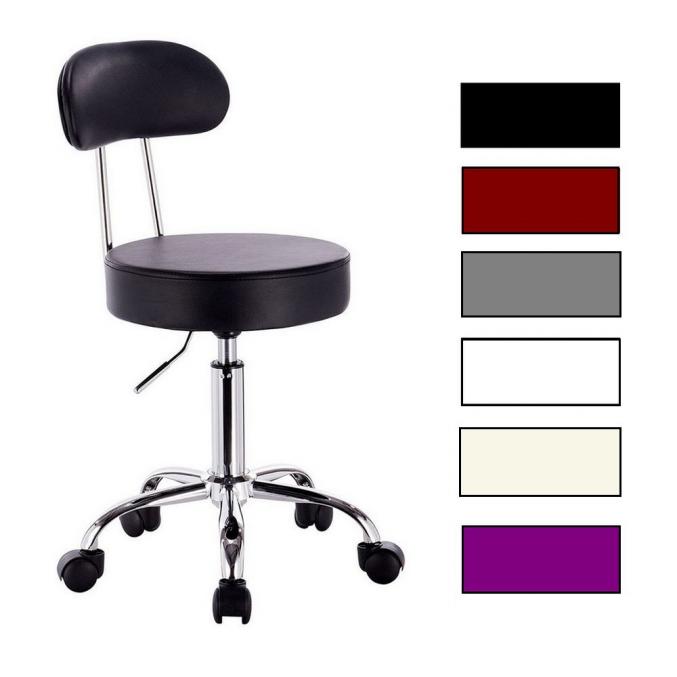 Tabouret Bureau Roulettes Dossier Chaise Pivotante Hauteur Réglable Cuir Synthétique