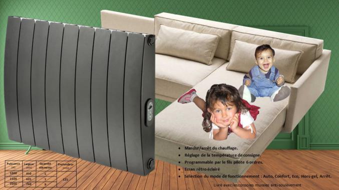 RADIATEUR ELECTRIQUE A INERTIE CERAMIQUE design galbé
