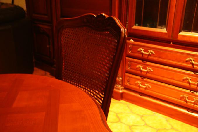 Buffet living bar + table & 8 chaises merisier