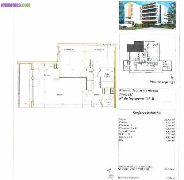 Bel appartement neuf type F3