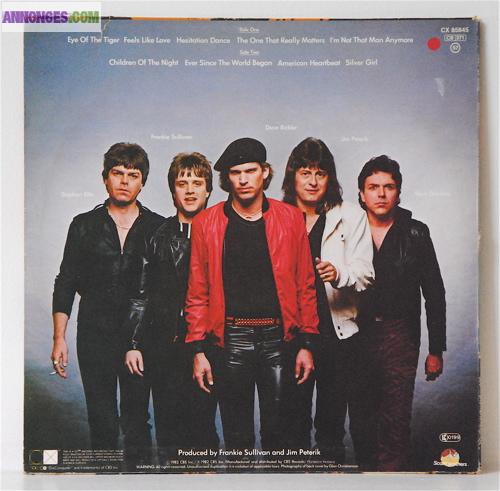 DISQUE VINYLE 33T SURVIVOR "eye of the tiger"