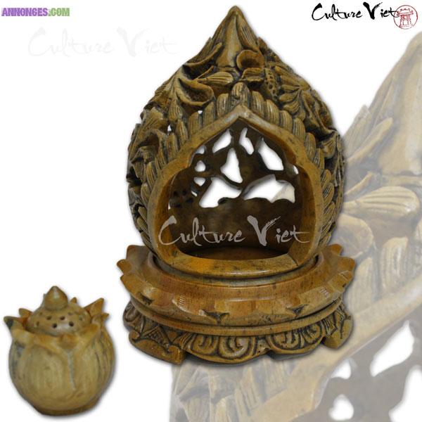 Brûle encens Lotus en pierre du Vietnam BLEP022