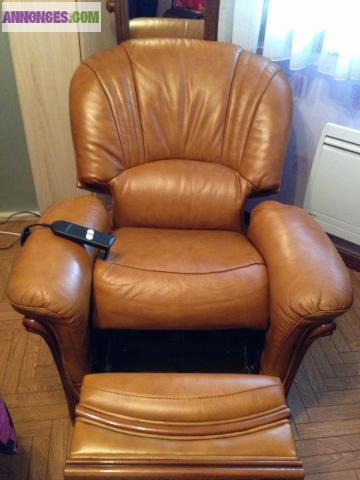 CANAPE CUIR + FAUTEUIL CUIR électrique