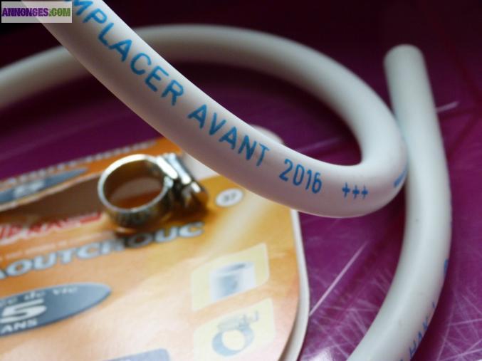 Tube caoutchouc a gaz avec 2 colliers de serrage