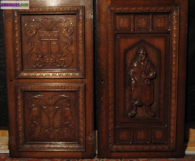 4 panneaux de Bois Sculptés