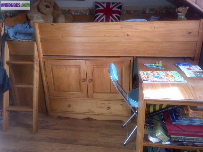 Chambre enfant pin massif multifonctions