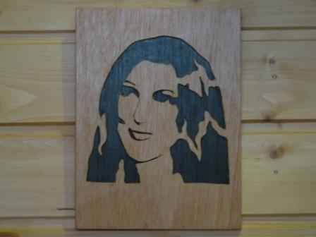 Tableau portrait de céline dion en chantourné