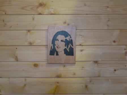 Tableau portrait de céline dion en chantourné