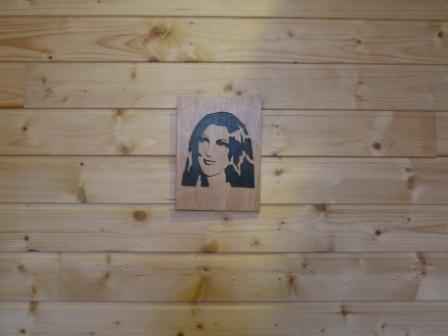 Tableau portrait de céline dion en chantourné