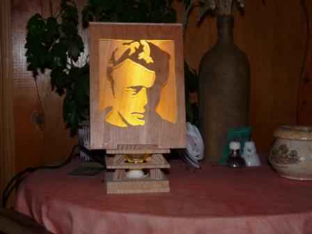 Lampe portrait de james dean en chantourné