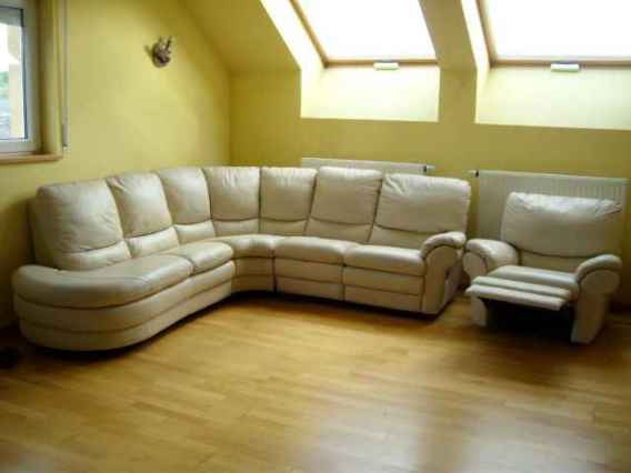 Salon d'angle cuir 7 places + relax