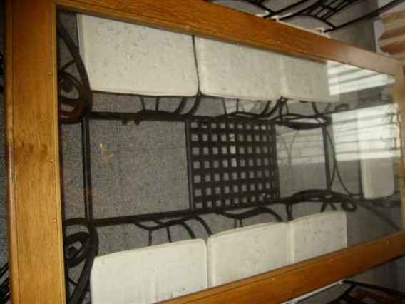 Salle à manger fer forgé/bois/verre complète