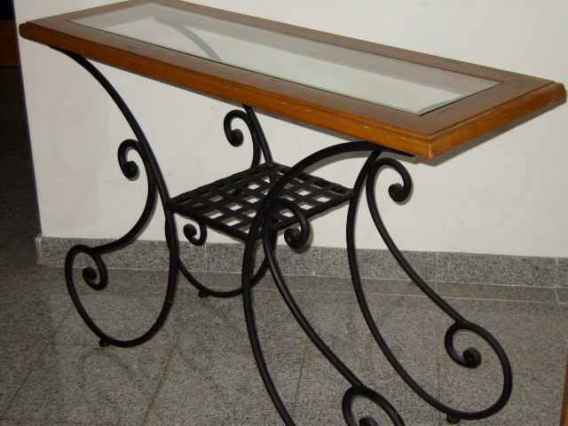 Salle à manger fer forgé/bois/verre complète