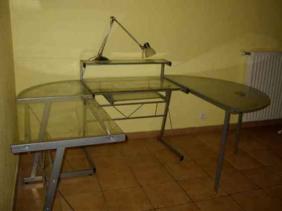 Bureau d'angle en verre trempé