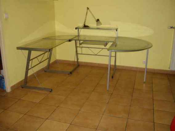 Bureau d'angle en verre trempé