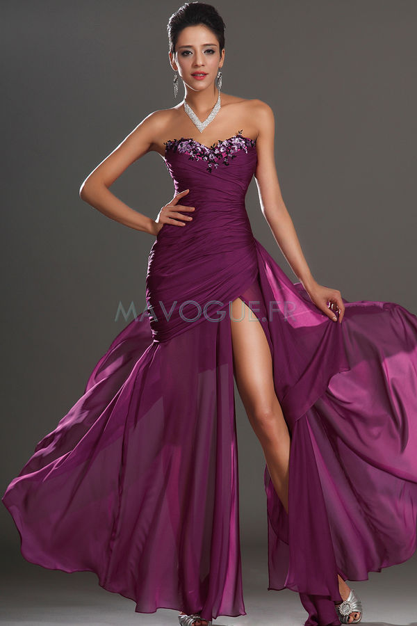 Robe De Bal Sans Manches Fourchure à La Cuisse -mavogue.fr