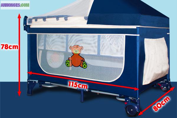 Lit de voyage pour bébé avec fonction à bascule - Multifonction - Pliable, sac de transport et petites peluches incluses Neuf