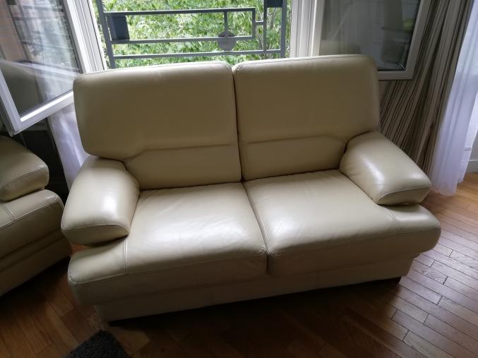 CANAPE CUIR 3 PLACES BEIGE