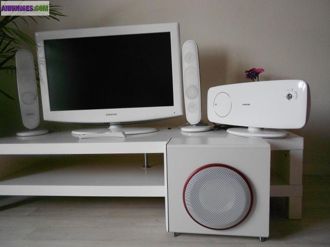 écran plat Samsung Blanc + home cinéma