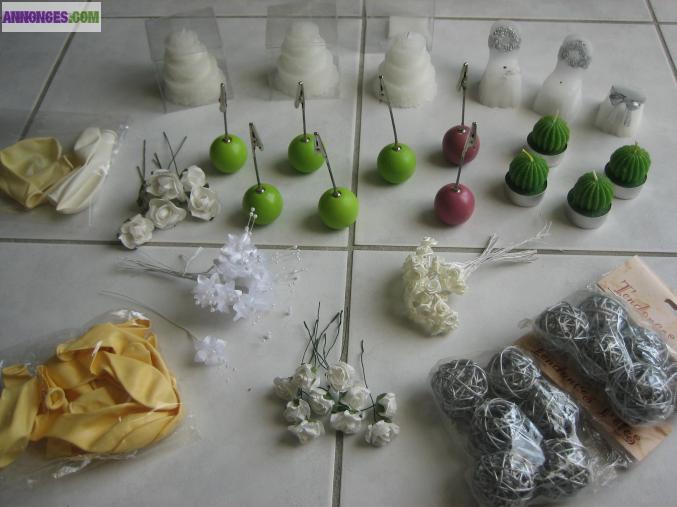 MARIAGE lot de mariage (bougies, ballons, attache..)