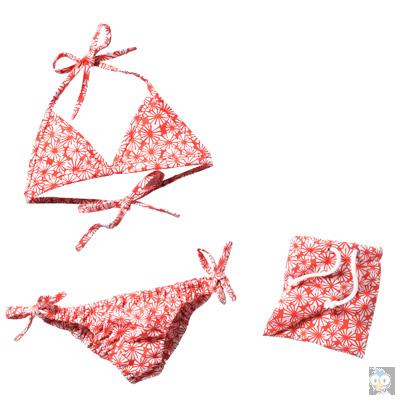 Maillot de bain fillette fleuri rouge Bakker T 2 ANS neuf 