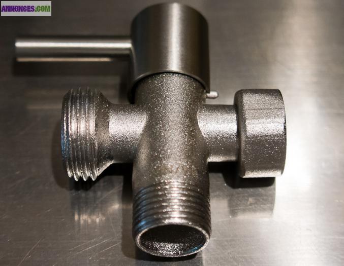 Douchette wc acier + robinet d'arret 3 voies