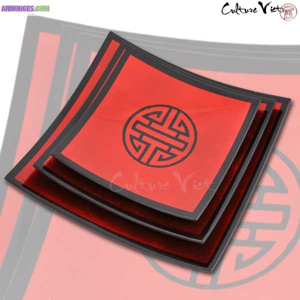 Pack 3 Assiettes laqué du Vietnam